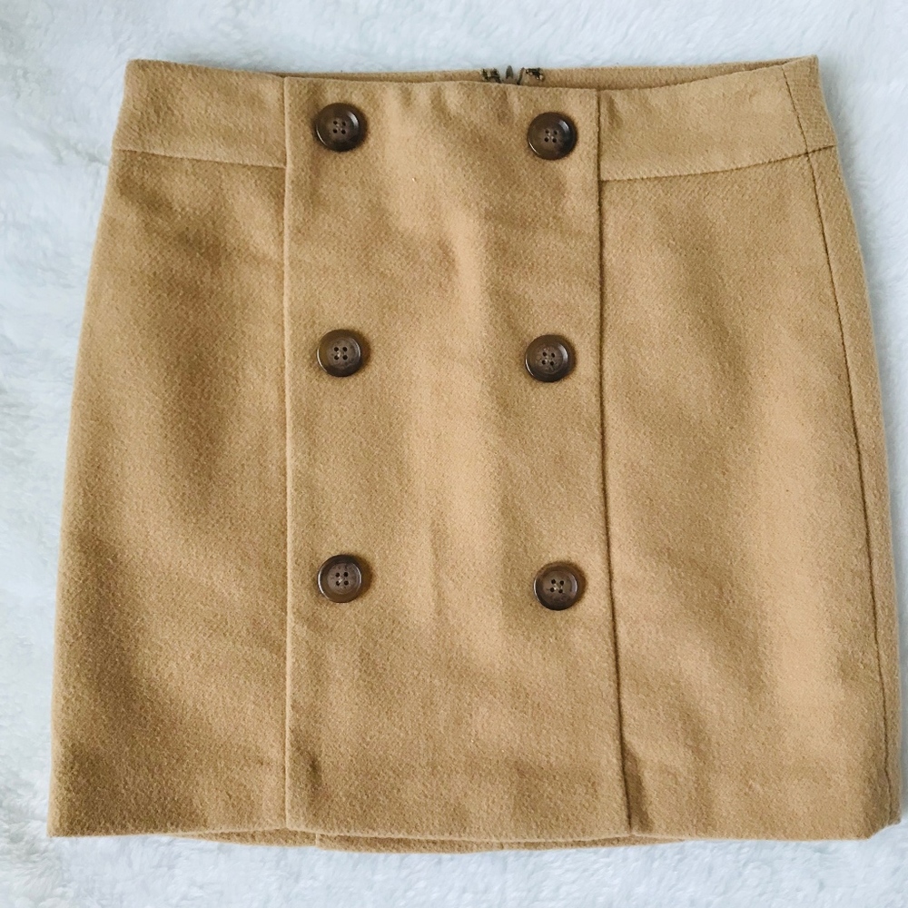 Gap Tweed Button Up Dress Pencil Skirt Tan 0